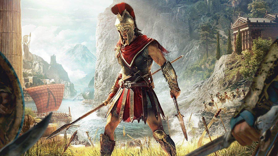 The Official Picture of Assassin’s Creed Odyssey with its main character, One of best aaa games on pc.