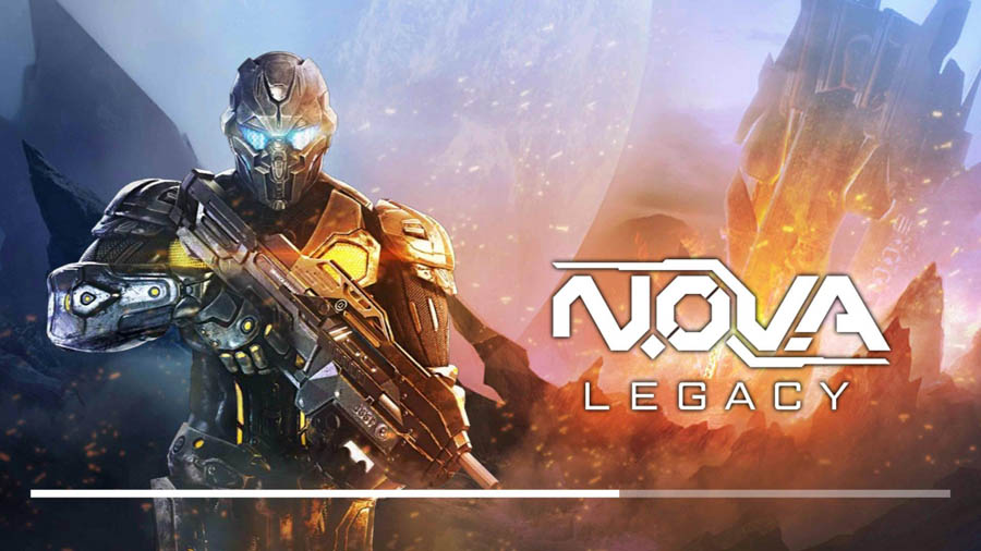 The Official Picture of N.O.V.A. Legacy with its character, One of best action games for android.