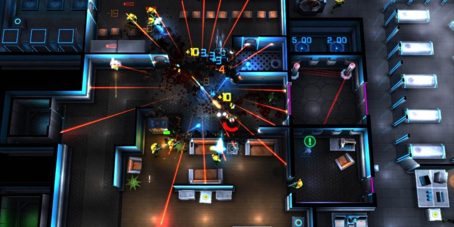 A wallpaper of Neon Chrome, one of the best action games for ios