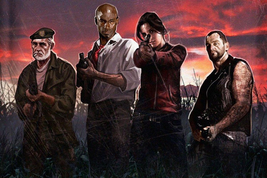 The Official Picture of Left for Dead 2 with its characters, One of best ai games on steam.