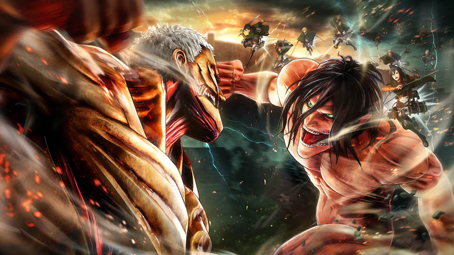 The Official Picture of Attack on Titan 2: Final Battle with its characters, One of best anime games on ps5.