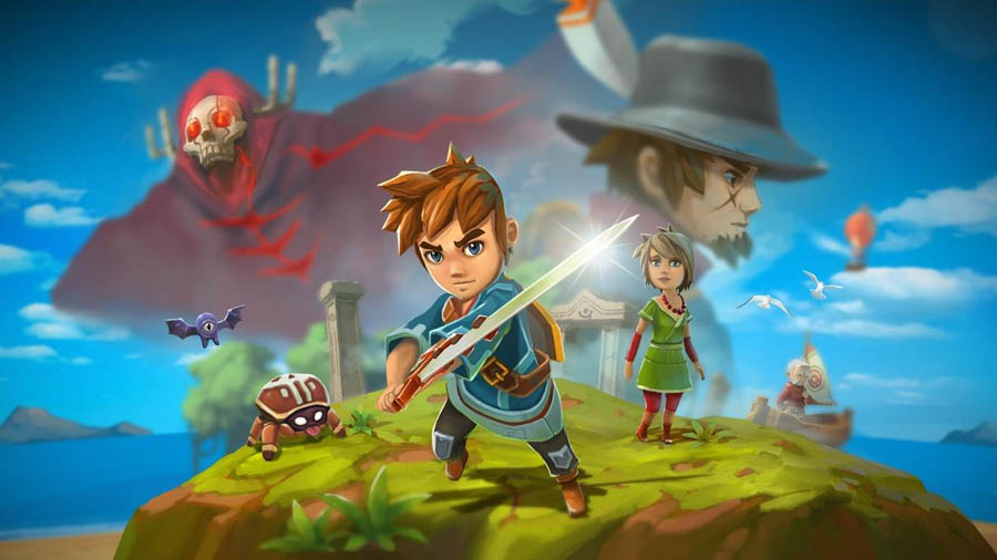 The Official Picture of Oceanhorn: Monster of Uncharted Seas with its characters, One of best arcade games for apple tv.