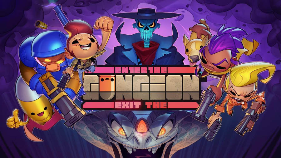 The Official Picture of Enter the Gungeon with its characters, One of best arcade games for Mac.