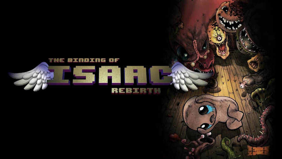 The Official Picture of The Binding of Isaac: Rebirth with its characters, One of best arcade games for Mac.