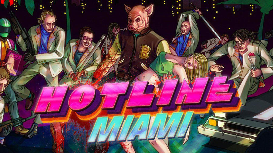 The Official Picture of Hotline Miami with its characters, One of best arcade games for ps4.