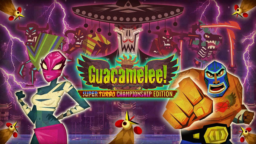 The Official Picture of Guacamelee! Super Turbo Championship Edition with its characters, One of best arcade games for ps4.