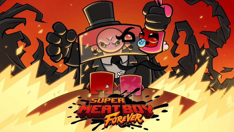 The Official Picture of Super Meat Boy Forever with its characters, One of best arcade games for ps5.