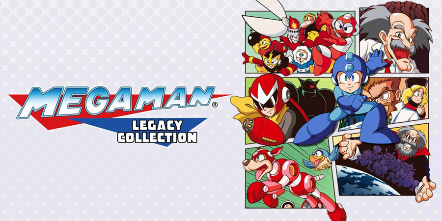 The Official Picture of Mega Man Legacy Collection with its characters, One of best arcade games for switch.