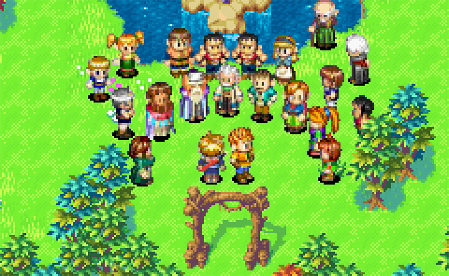 in game Picture of Golden Sun with its characters, One of best emulator games for android.