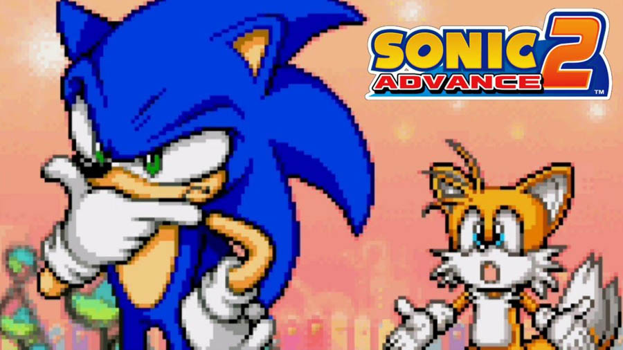 in game Picture of Sonic Advance 2 with Sonic and Tails, One of best emulator games for ios.