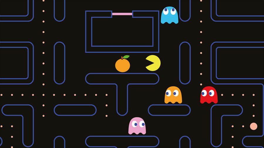 The official wallpaper of Pac-Man, one of the best retro games on iphone.