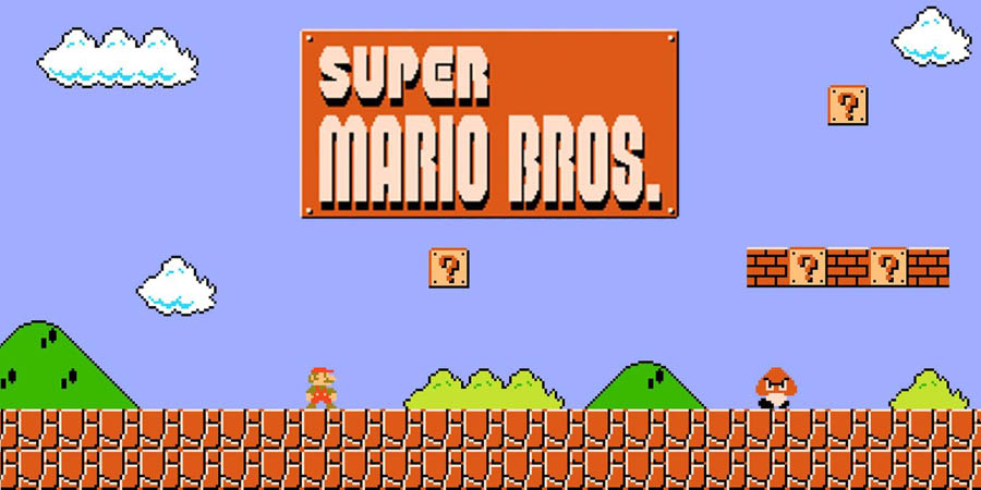 The Official Picture of Super Mario Bros. with Mario, One of best retro games on pc.