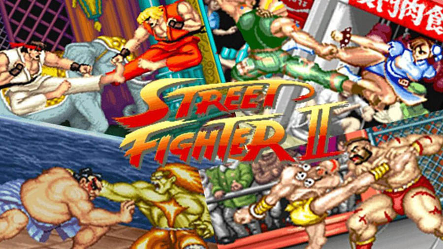 The Official Picture of Street Fighter II with its characters, One of best retro games on pc.