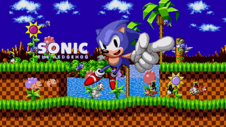 The Official Picture of Sonic the Hedgehog with Sonic, One of best retro games on pc.