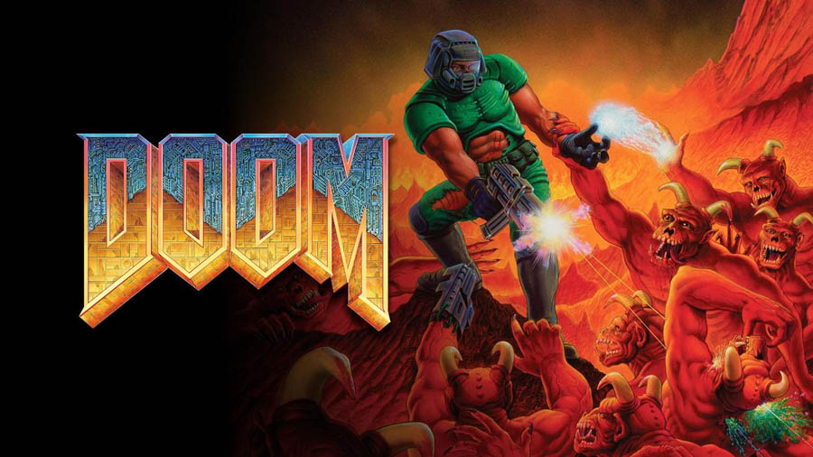 The Official Picture of Doom (1993) with Doom Slayer Fighting Demons, One of best retro games on ps5.