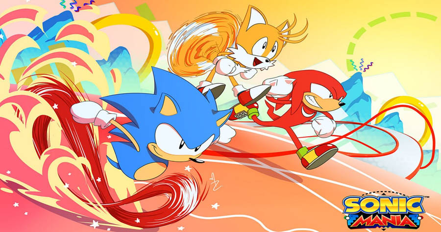 The Official Picture of Sonic Mania with Sonic, Tails and Knuckles, One of best retro games on ps5.