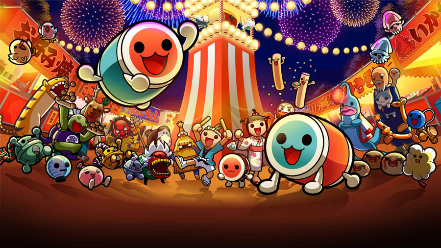 The Official Picture of Taiko no Tatsujin: Drum Session! with its characters, One of best rhythm games on ps4.