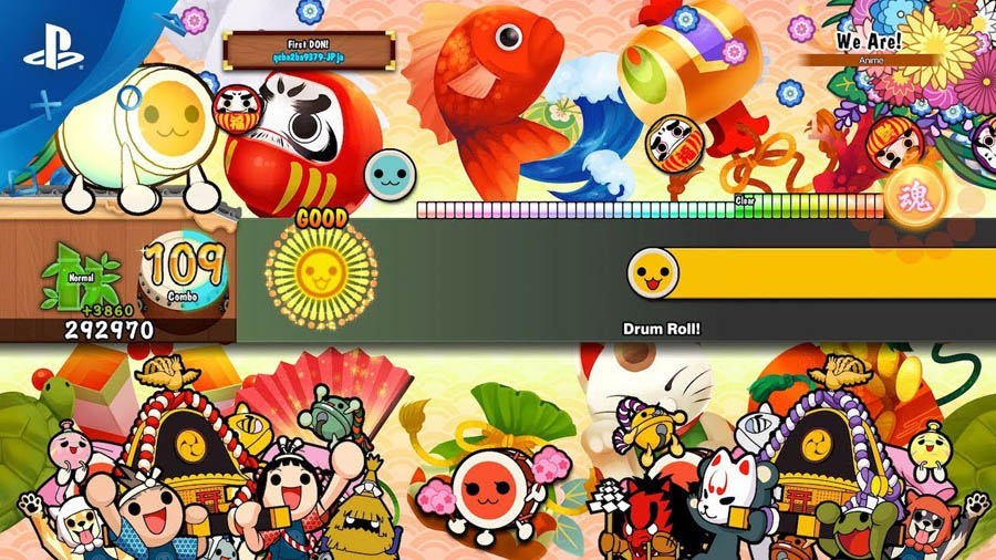 A wallpaper of Taiko no Tatsujin, one of the best rhythm games on steam.