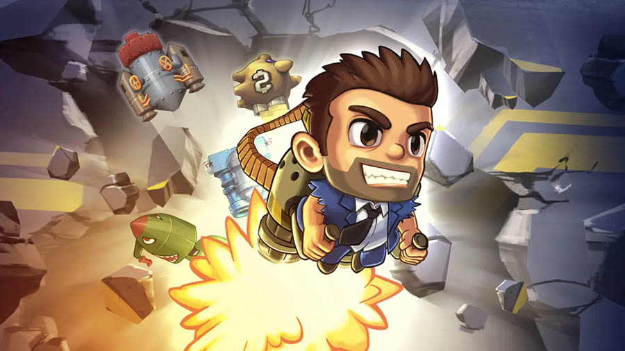 The Official Picture of Jetpack Joyride featuring its main character, One of best running games for ios.