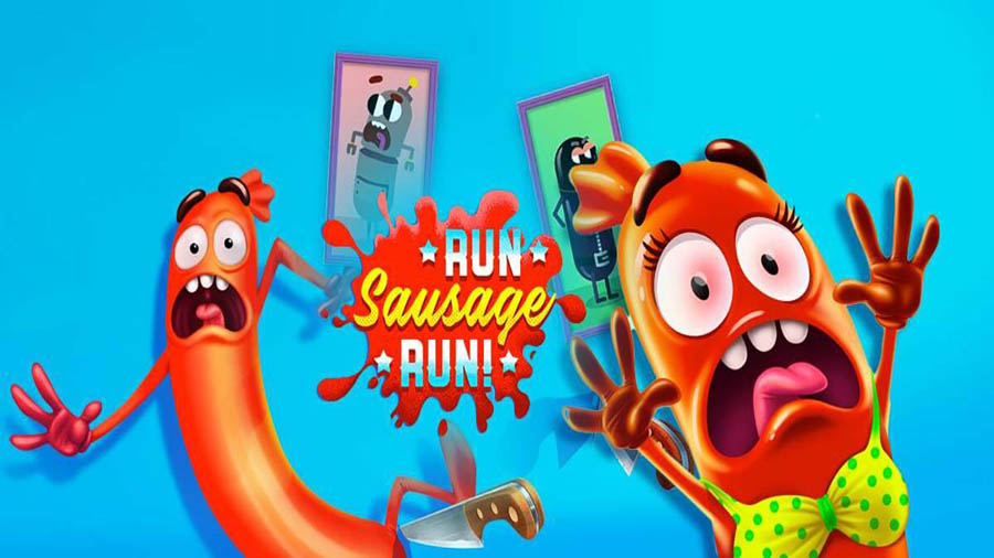 The Official Picture of Run Sausage Run! with its characters, One of best running games for ios.