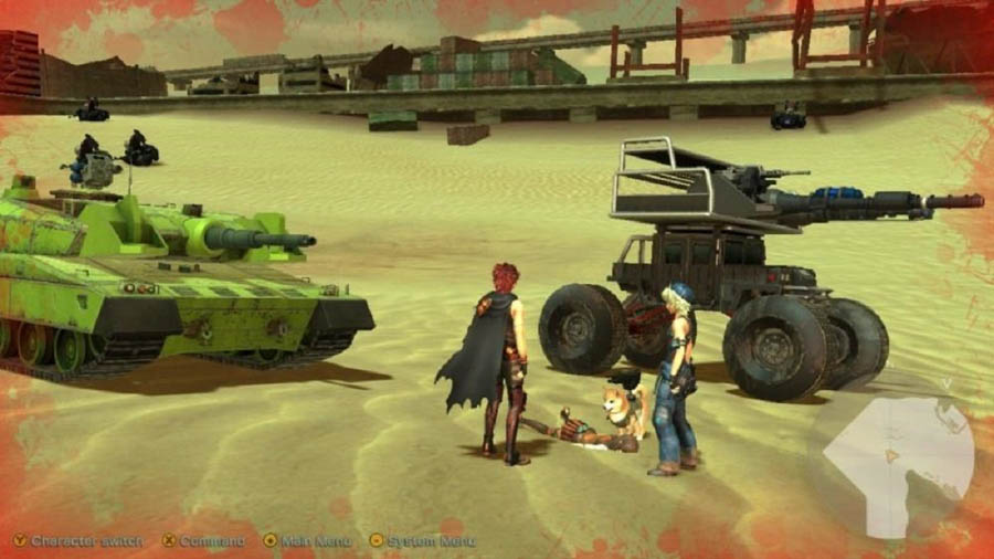 One of the game pictures, featuring characters and tanks.