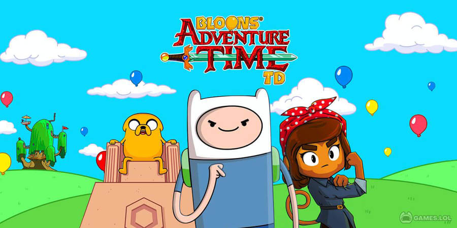 The Official Picture of Bloons Adventure Time TD with its characters, One of best tower defence games for ios.