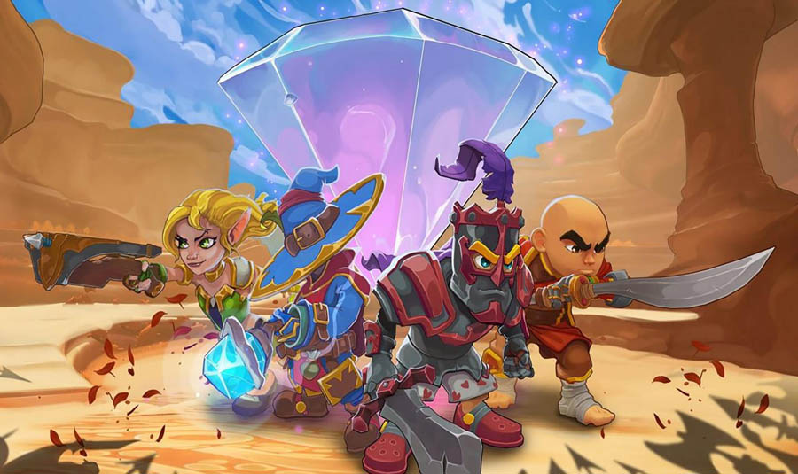 The Official Picture of Dungeon Defenders with its characters, One of best tower defense games for pc.