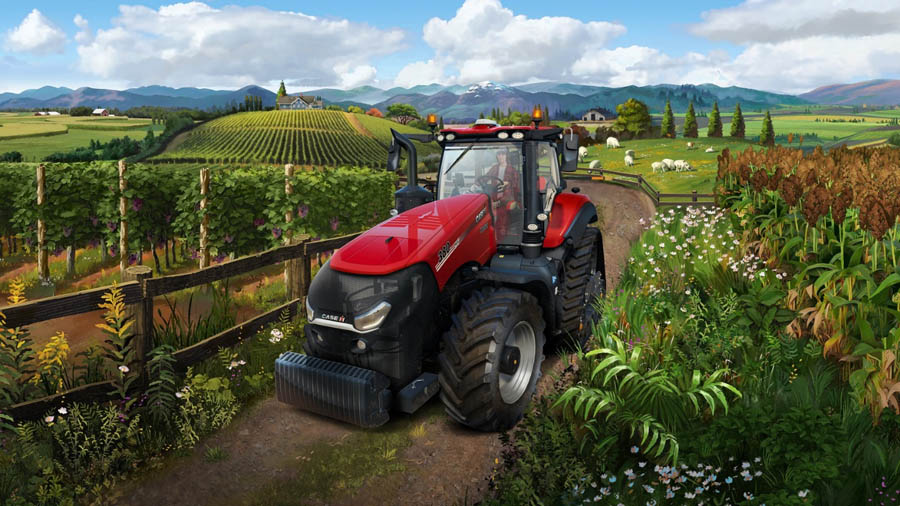 A wallpaper of Farming Simulator 22, one of the best truck games for ps5.