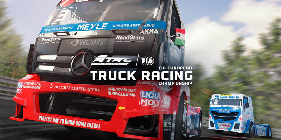 The main picture of the game, featuring the name and the trucks.