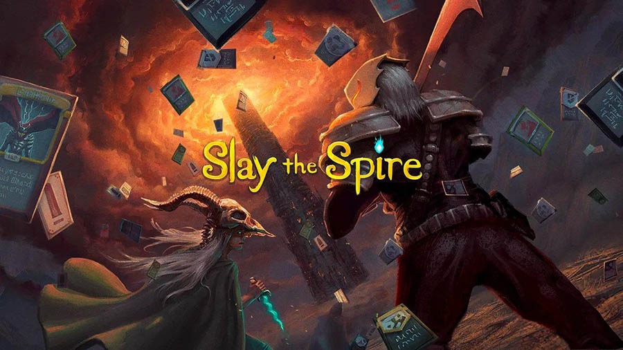 The Official picture of Slay the Spire with its characters, One of Best Turn-Based Strategy Games for PS4.