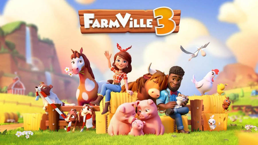 The Official Picture of Farmville 3 with its characters, One of best tycoon games for ios.