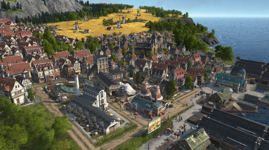 An official wallpaper of Anno 1800, one of the best tycoon games for ps4.