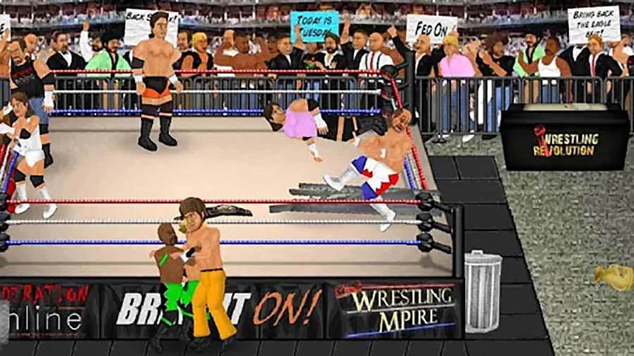 in game Picture of Wrestling Revolution with its characters, One of best wrestling games for android.