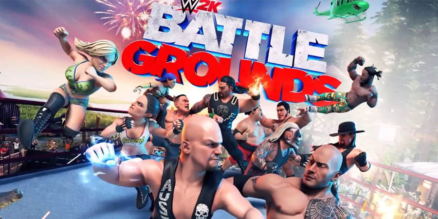 The Official Picture of WWE 2K Battlegrounds with its characters, One of best wrestling games for ps4.