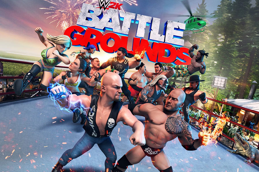 An official picture of WWE 2K Battlegrounds. one of the best wrestling games on PS5.