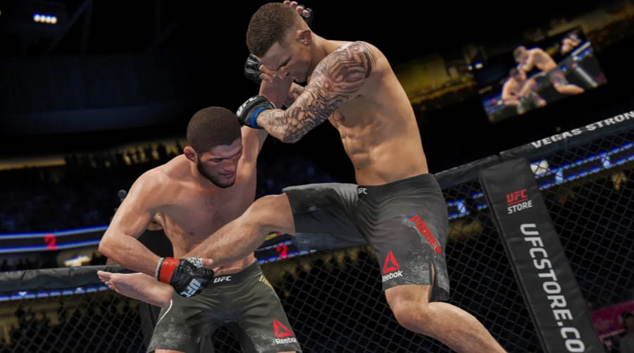 A picture of the game, featuring Diaz and Khabib.