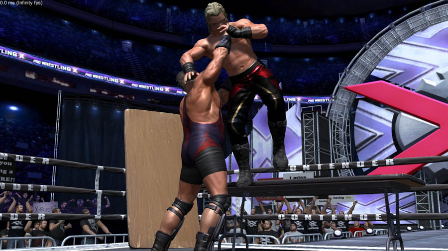 A photo of the game, featuring two characters wrestling in the ring.