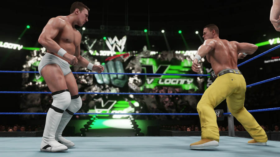 A picture of the game, featuring John Cena and Brian Danielson.