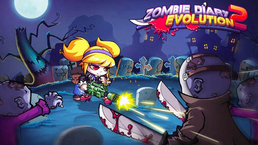 The Official Picture of Zombie Diary 2: Evolution with its character, One of best zombie games on android.