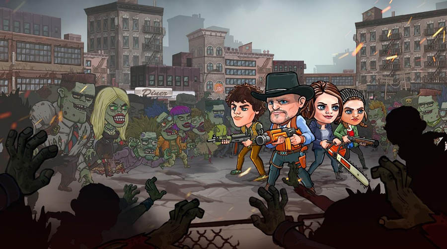 The Official Picture of Zombieland: Double Tapper with its characters, One of best zombie games on chromebook.