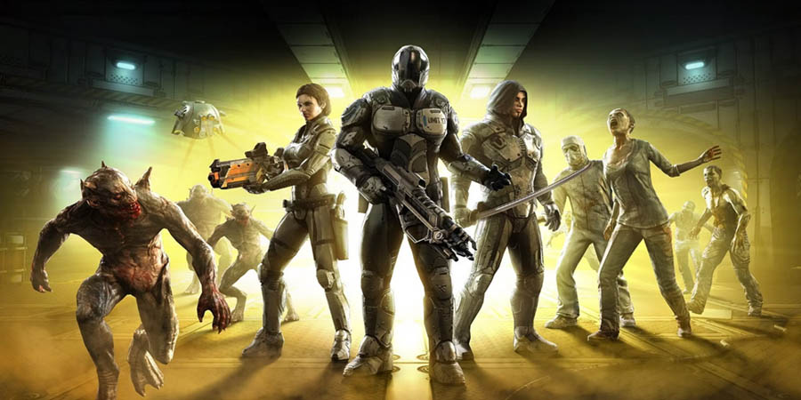 The Official Picture of Dead Effect 2 with its characters, One of best zombie games on chromebook.