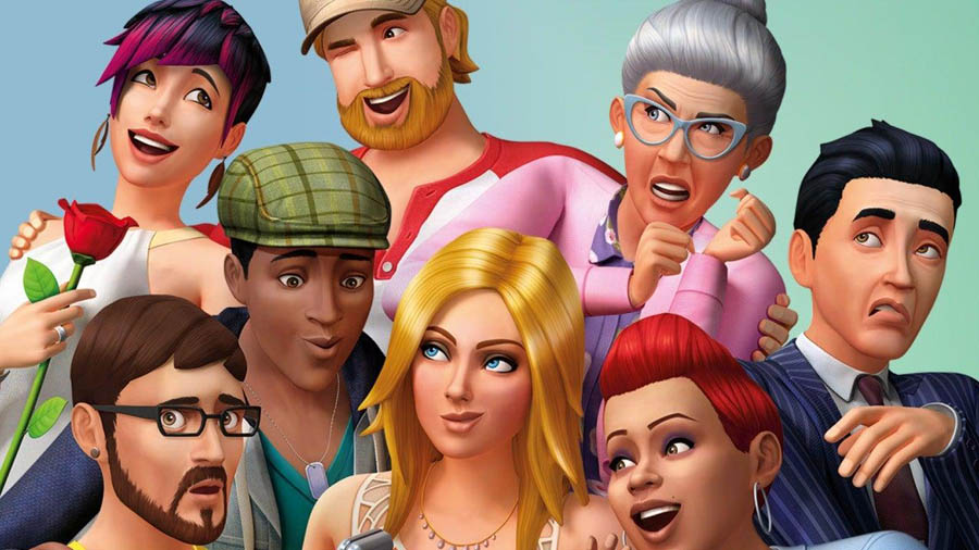 The Official Picture of The Sims 4 with its characters, One of best pc games for youtube channel.