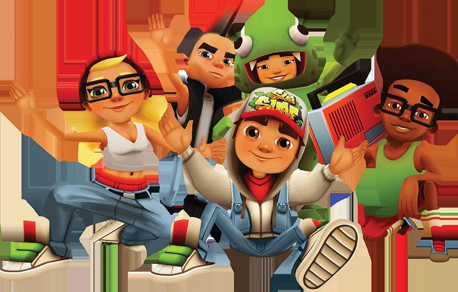 The Official Picture of Subway Surfers with its characters, One of most downloaded games in google play store.