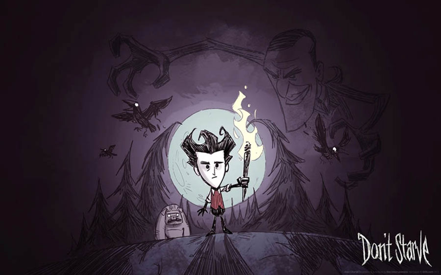 The Official Picture of Don't Starve with its character, One of best forest survival games for pc.