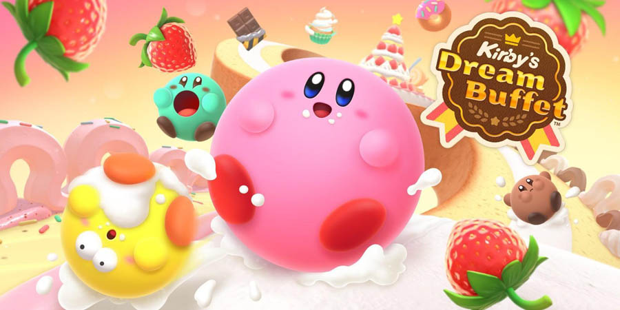 The Official Picture of Kirby's Dream Buffet with its characters, One of the best battle royale games for Switch.