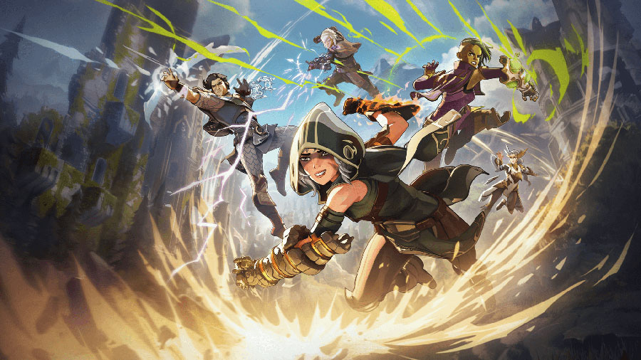 The Official Picture of Spellbreak with its characters, One of best battle royale games for Switch.