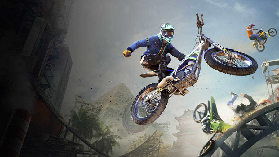 A wallpaper of Trials Rising, one of the best bike games for PS4.