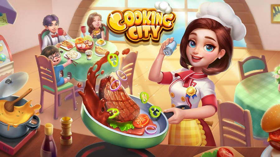 The Official Picture of Cooking City with its character, One of best cooking games for ios.