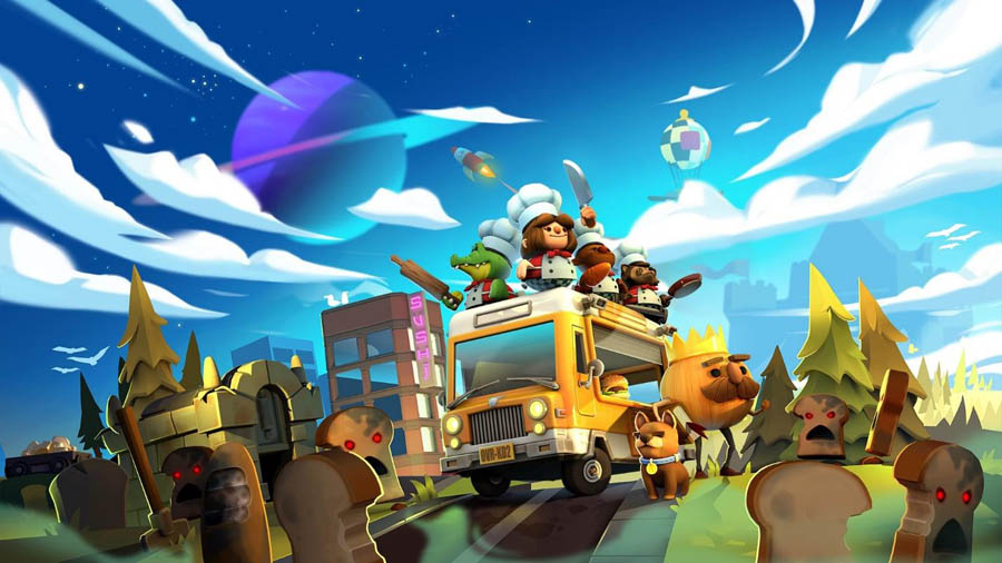 The Official Picture of Overcooked! 2 with its characters, One of best cooking games for mac.