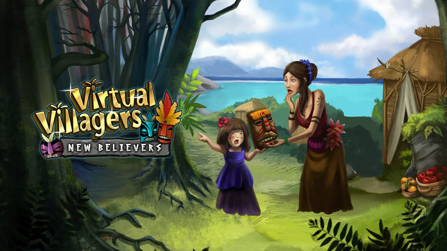 The Official Picture of Virtual Villagers 5: New Believers with its characters, One of best cooking games for mac.